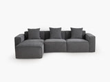Acanva Luxury Modular Sectional Living Room Sofa Set, Modern Minimalist Style Couch with Ottoman and Chaise, L-Shape, Linen-Like Cream