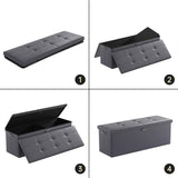 DocSafe Storage Ottoman with Lock,Fireproof Folding Ottoman Foot Rest Stool Storage Chest with Storage Safe for Important Documents,Waterproof 17 Inches Short Ottoman Foot Stool with Handles,Black