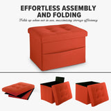 LINMAGCO Ottoman Storage Ottoman with Storage Small Foot Rest Stool Under Desk Stool Short Folding Footrest Linen Cloth Dark Gray 16X12X12IN