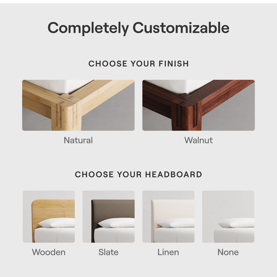 Nectar Bamboo Platform Bed Frame - Queen - Natural - Floating Center Support Legs - 12” Height - Easy Tool Free Set Up - Contemporary and Durable - Sturdy Wooden Support Slats - Holds Up To 800 Pounds