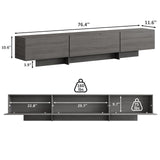 UKAOCAI 86.61'' Tambour TV Stand for 55-85 Inch, Modern Entertainment Center with Large Storage Cabinet & Open Shelves, TV Console with Sliding Doors for Living Room, Bedroom, Natural