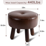 oakvivo 13in Small Foot Stool Ottoman, Round Faux Leather Foot Rest for Couch, Under Desk Pouf Footstool Footrest with Non-Skid Rubber Legs for Ling Room, Bedroom, 13''L x 13''W x 10.2''H, Green