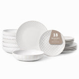 FOBENTA 24 Piece Dinnerware Sets for 8, Premium Stoneware Plates and Bowls Sets, Microwave & Dishwasher Safe, Elegant Dishes for Entertaining & Special Occasions – A Stunning Gift for Large Families