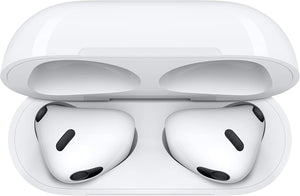 Apple AirPods (3rd Generation) Wireless Ear Buds, Bluetooth Headphones, Personalized Spatial Audio, Sweat and Water Resistant, Lightning Charging Case Included, Up to 30 Hours of Battery Life