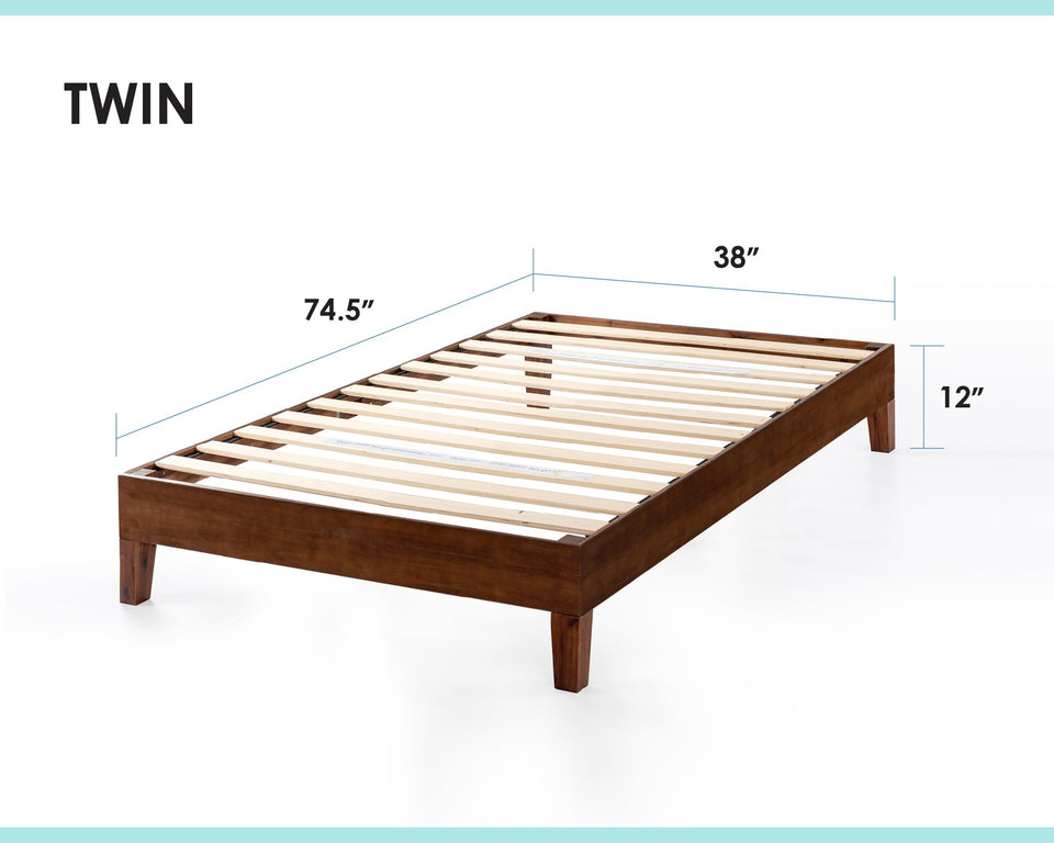 Mellow Naturalista Classic 12-Inch Solid Wood Platform Bed | Wooden Slats, No Box Spring Needed, Easy Assembly | Full, Espresso