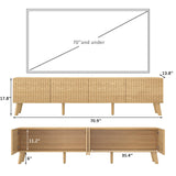 UKAOCAI 86.61'' Tambour TV Stand for 55-85 Inch, Modern Entertainment Center with Large Storage Cabinet & Open Shelves, TV Console with Sliding Doors for Living Room, Bedroom, Natural