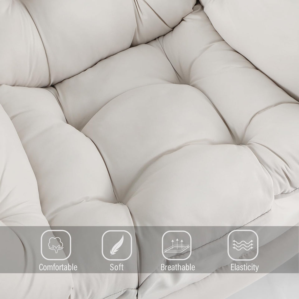 Welnow Lazy Chair with Ottoman, Modern Lounge Accent Chair with Armrests and a Side Pocket, Leisure Sofa Armchair, Reading Armchair with Footrest for Small Space, Dark Grey