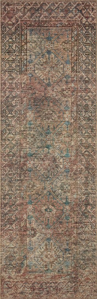 Loloi Amber Lewis Billie Collection, Ink & Salmon 10'-0" x 14'-0" Area Rug – Antique & Distressed Accent Rugs for Living Room, Bedroom, Entryway & Hallway, No Shed High Traffic Area Home Decor Rug