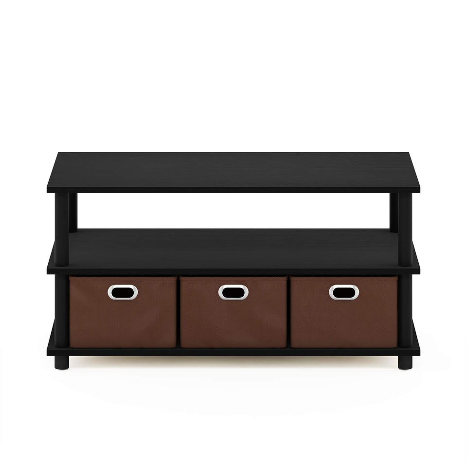 FURINNO Turn-N-Tube Coffee Table, 31.22D x 15.5W x 15.8H in, French Oak Grey/Black/Black