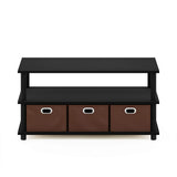 FURINNO Turn-N-Tube Coffee Table, 31.22D x 15.5W x 15.8H in, French Oak Grey/Black/Black