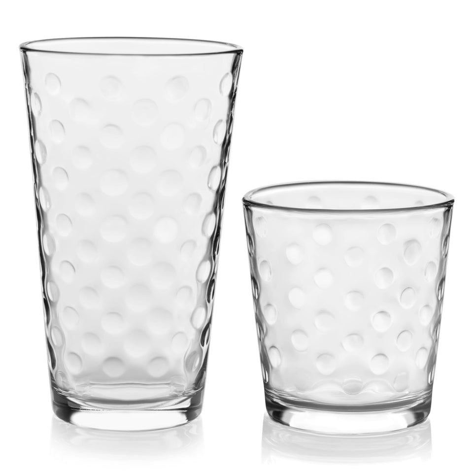 Libbey Ascent Tumbler and Rocks Drinking Glasses Set of 16, Glass Drinking Glasses with Curvature, Versatile Glassware Set for Parties and More