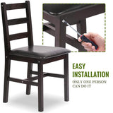 FDW | 5-Piece Solid Wood Dining Table Set for 4 | Brown | Pine Kitchen Table with Upholstered Chairs | Space-Saving Design | Smooth Easy-to-Clean Surface | for Dining Room, Apartment, Restaurant