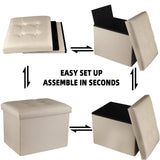 ALASDO Storage Ottoman Footrest Stool Small Ottoman with Storage Foldable Ottomans Foot Rest Footstool Bench for Living Room 17x13x13inches Grey