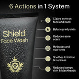 Shield Men's Acne Body Wash for Back, Chest & Shoulders - 4% Benzoyl Peroxide Body Wash, Clears Breakouts & Acne Scars – Unscented with Niacinamide, Glycolic Acid & Ceramides, 8.5 oz