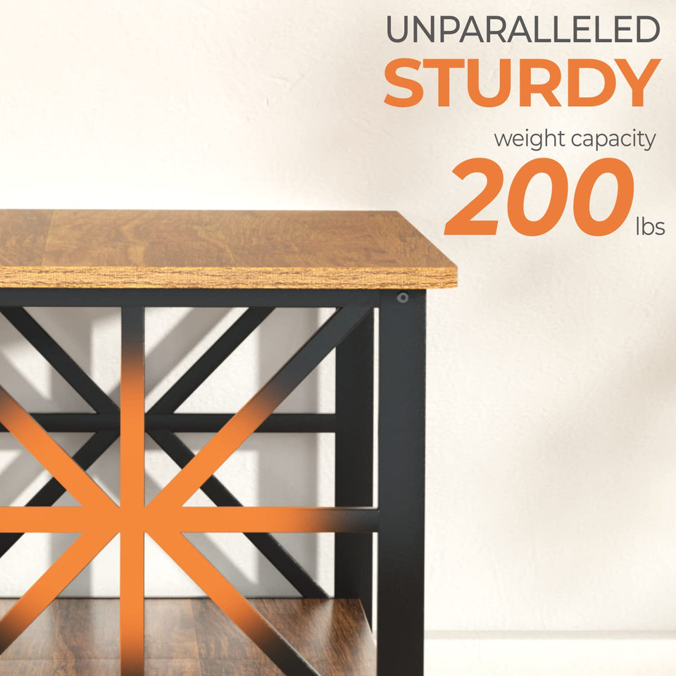 GreenForest Coffee Table for Living Room with Round Corners Farmhouse Style Center Table with Storage Shelf 39 Inch Space Saving Easy Assembly Gray Wash