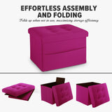 LINMAGCO Ottoman Storage Ottoman with Storage Small Foot Rest Stool Under Desk Stool Short Folding Footrest Linen Cloth Dark Gray 16X12X12IN