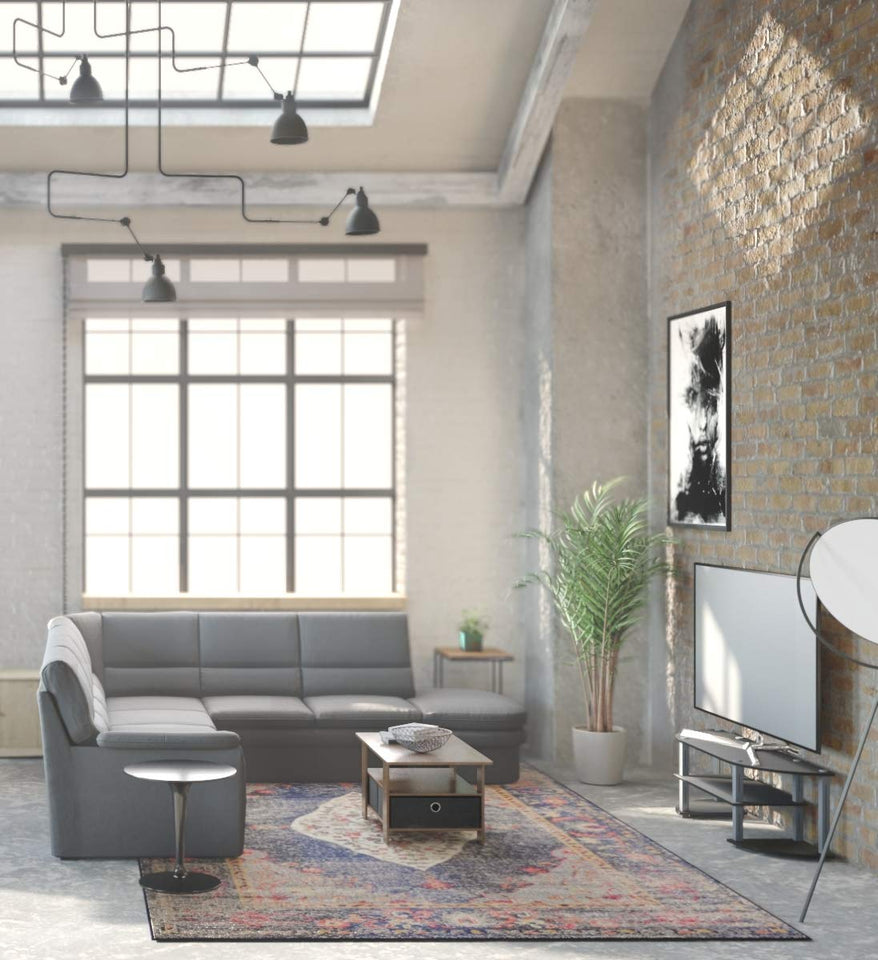 FURINNO Turn-N-Tube Coffee Table, 31.22D x 15.5W x 15.8H in, French Oak Grey/Black/Black