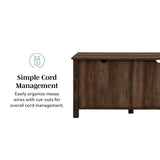 Walker Edison Portsmouth Classic 2 Glass Door TV Stand for TVs up to 80 Inches, 70 Inch, Dark Walnut