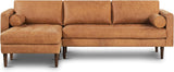 POLY & BARK Napa 72" Apartment Sofa – Italian-Tanned Full-Grain Pure-Aniline or Semi-Aniline Leather, Feather-Down Cushioning, Kiln-Dried Solid Wood Frame, Walnut Legs - Cognac Tan