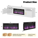 Lemberi Fireplace tv Stand with 36 inch Fireplace Up to 90" TVs, LED Light Entertainment Center and Storage, 80" Modern Wood Media TV Console with Highlight Cabinet for Living Room (White)