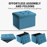 LINMAGCO Ottoman Storage Ottoman with Storage Small Foot Rest Stool Under Desk Stool Short Folding Footrest Linen Cloth Dark Gray 16X12X12IN