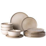 GBHOME Ceramic Dinnerware Sets for 8, 24 Pieces Stoneware Plates and Bowls Sets, Scratch Resistant Dishes, Dishwasher & Microwave Safe, Reactive Glaze-Green Wheat