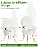 GREENSTELL Small Vanity Stool Chair with Storage and Folding Back, 13" x 13" x 17.7" Faux Fur Soft Ottoman for Teenager, 4 Metal Legs with Anti-Slip Feet, Furry Padded Seat for Makeup, Bedroom, White