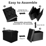 Storage Ottoman Foot Rest Stool, Foldable Leather Footstool Storage Bench with Thicker Foam Padded Seat. Foot Rest Under Desk for Living Room Bedroom 350 lbs, 17x13x13 in, Brown