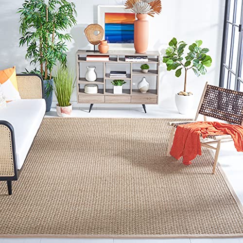SAFAVIEH Area Rug 8x10 - Natural Fiber Collection - Large - Natural & Beige, Seagrass, Basketweave Pattern (NF114A)
