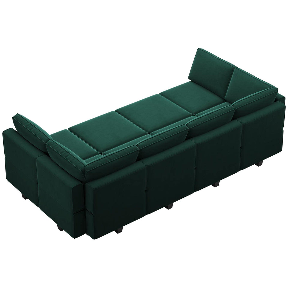 Belffin Modular Sectional Sofa with Ottomans Velvet Reversible Sleeper Chaise Bed Storage Seat Black