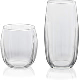 Libbey Ascent Tumbler and Rocks Drinking Glasses Set of 16, Glass Drinking Glasses with Curvature, Versatile Glassware Set for Parties and More