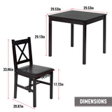 FDW | 5-Piece Solid Wood Dining Table Set for 4 | Brown | Pine Kitchen Table with Upholstered Chairs | Space-Saving Design | Smooth Easy-to-Clean Surface | for Dining Room, Apartment, Restaurant