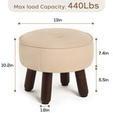 oakvivo 13in Small Foot Stool Ottoman, Round Faux Leather Foot Rest for Couch, Under Desk Pouf Footstool Footrest with Non-Skid Rubber Legs for Ling Room, Bedroom, 13''L x 13''W x 10.2''H, Green