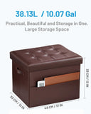 Bsketa Storage Ottoman, Folding Foot Stool with Thicker Foam Padded Seat Small Leather Storage Ottoman Bench Foot Rest for Living Room Foldable Coffee Table 17x13x13in,Black