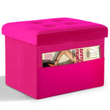 LINMAGCO Ottoman Storage Ottoman with Storage Small Foot Rest Stool Under Desk Stool Short Folding Footrest Linen Cloth Dark Gray 16X12X12IN