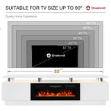 OneBlis 70" TV Stand for Living Room, Modern Entertainment Center & Media Console, Fits TVs up to 80", Storage Cabinet with Shelves, 36" Electric Fireplace with LED Flame (All Black)