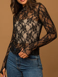 Lace Mock Neck Long Sleeve Top