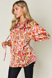 Double Take Full Size Printed Button Up Long Sleeve Shirt