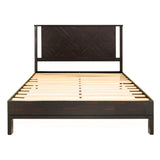 Bme Vivian 14 Inch Deluxe Bed Frame with Headboard, Rustic & Scandinavian Style with Solid Acacia Wood, No Box Spring Needed, 12 Strong Wood Slat Support, Easy Assembly, King, Rustic Golden Brown