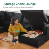 HONBAY Sectional Sleeper Sofa Pull Out Bed with Storage Chaise, Sectional Sofa Couch, Sleeper Couch Bed for Living Room, Dark Grey