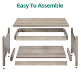 YITAHOME Coffee Table Farmhouse Coffee Table with Storage Rustic Wood Cocktail Table, Square Coffee Tables for Living Meeting Room with Half Open Storage Compartment, Grey Wash