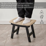 Foot Stool,Ottoman,Bamboo Small Sofa Foot Rest Under Desk,Extra Seating for Living Room, Bedroom and Kitchen(Brown Stool Legs - Beige Surface)