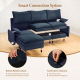 Vesgantti 142" U Shaped Sectional Couch, Comfy Cloud Modular Sectional Sofa with 2 Ottoman Deep Seat Chenille Modern Cloud Sofa, Modular Sofas for Living Room, Bedroom and Apartment, Beige