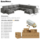 EASE MOOSE Leather Sectional Couch, Oversized Modular Sectional Sofas, Wide Deep Seat Modular Couch, Scratch Resistant Faux Leather Material, L Shaped Sofa for Big Spaces,Beige