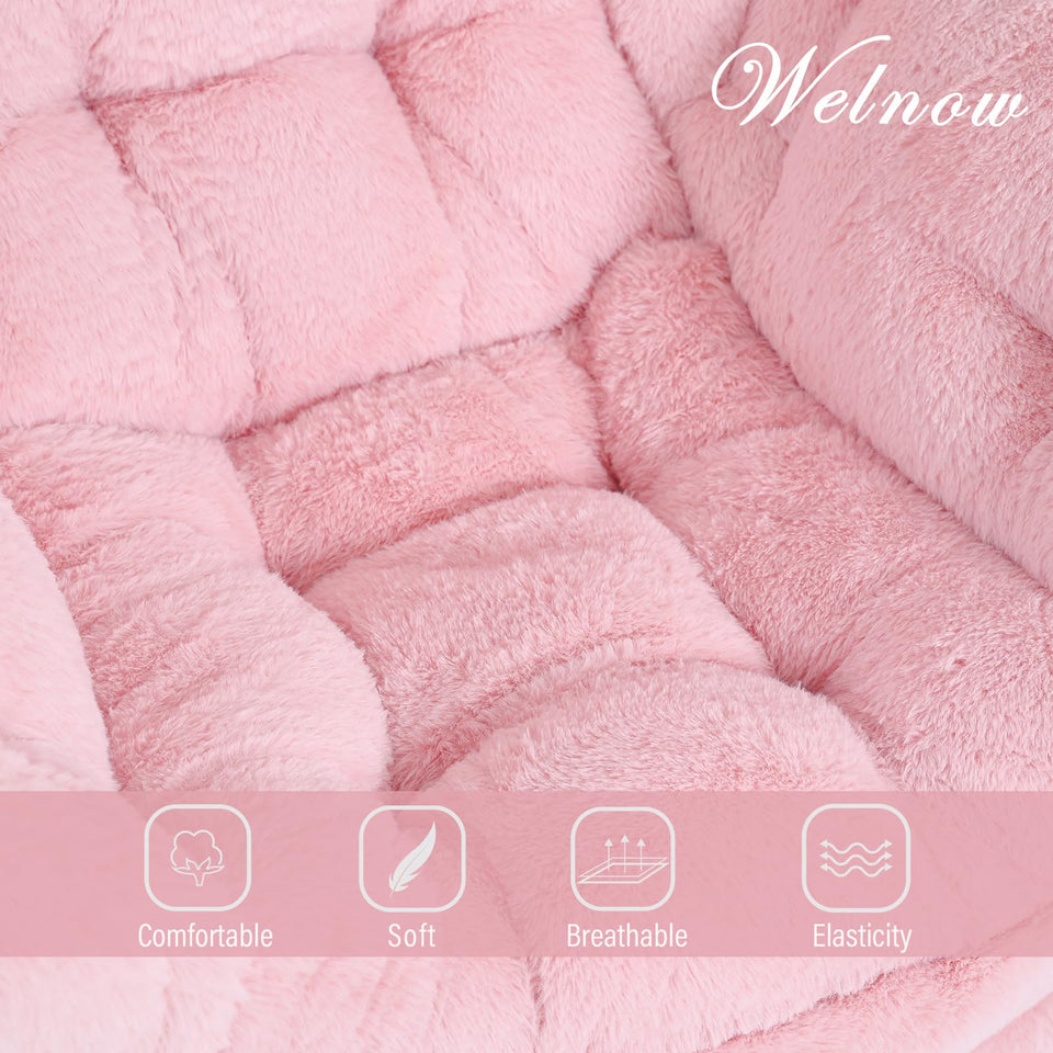 Welnow Lazy Chair with Ottoman, Modern Lounge Accent Chair with Armrests and a Side Pocket, Leisure Sofa Armchair, Reading Armchair with Footrest for Small Space, Dark Grey