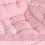 Welnow Lazy Chair with Ottoman, Modern Lounge Accent Chair with Armrests and a Side Pocket, Leisure Sofa Armchair, Reading Armchair with Footrest for Small Space, Dark Grey