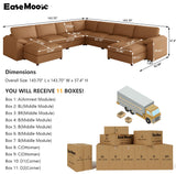 EASE MOOSE Leather Sectional Couch, Oversized Modular Sectional Sofas, Wide Deep Seat Modular Couch, Scratch Resistant Faux Leather Material, L Shaped Sofa for Big Spaces,Beige