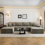 135.4" Cloud Modular Sectional Couch with 1 Ottoman,Modern Minimalist Upholstered Couches, Comfort U Shaped Sofa for Living Room,Deep Seat Corner Couch，No Assembly Required (Black,Left Facing Chaise)