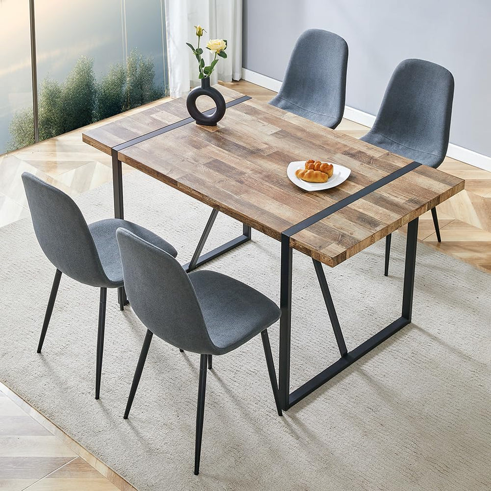 MUUOKY Dining Table Set for 4, Modern 55'' Wood Dinette Table Set for 4 with Fabric Dining Chairs,Table and Chairs Set of 4,Ideal for Kitchen Dining Room