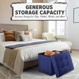 LINMAGCO Ottoman Storage Ottoman with Storage Small Foot Rest Stool Under Desk Stool Short Folding Footrest Linen Cloth Dark Gray 16X12X12IN